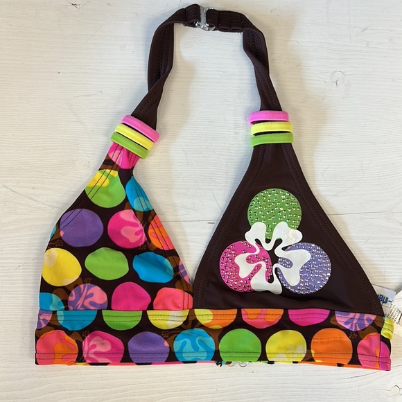 NWT MALIBU Brown Hibiscus Triangle Bikini - Picture 2 of 7